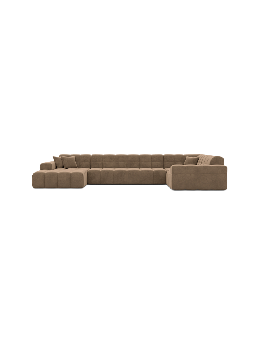 
6-Sitzer Design Panorama-Sofa „Bloom XL“ mit Samtbezug - Samtbezug Königsblau / Lange Seite links