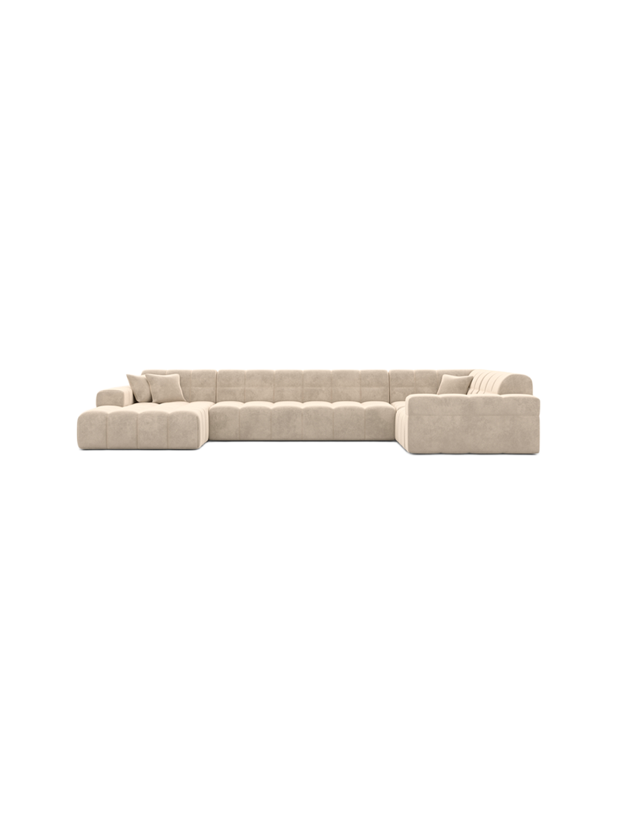 
6-Sitzer Design Panorama-Sofa „Bloom XL“ mit Samtbezug - Samtbezug Königsblau / Lange Seite links
