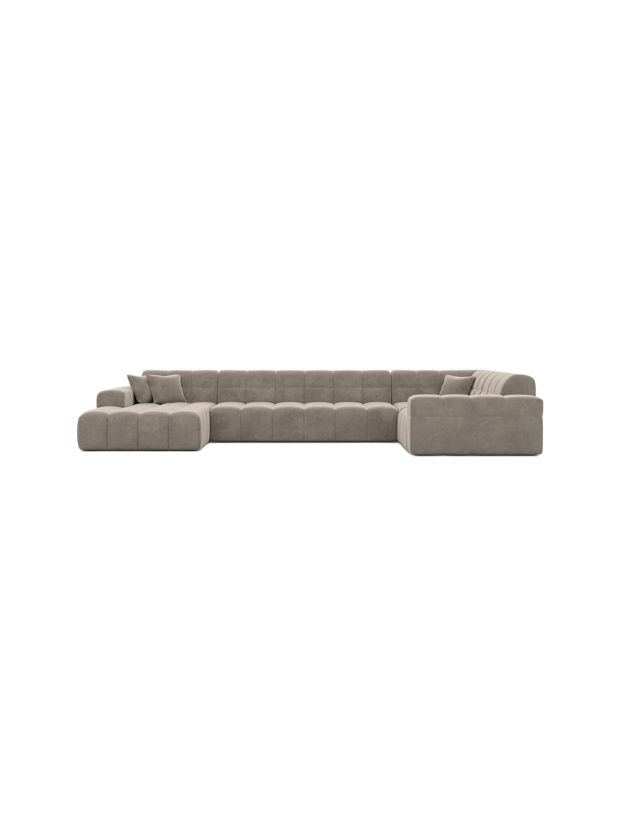 
6-Sitzer Design Panorama-Sofa „Bloom XL“ mit Samtbezug - Samtbezug Königsblau / Lange Seite links