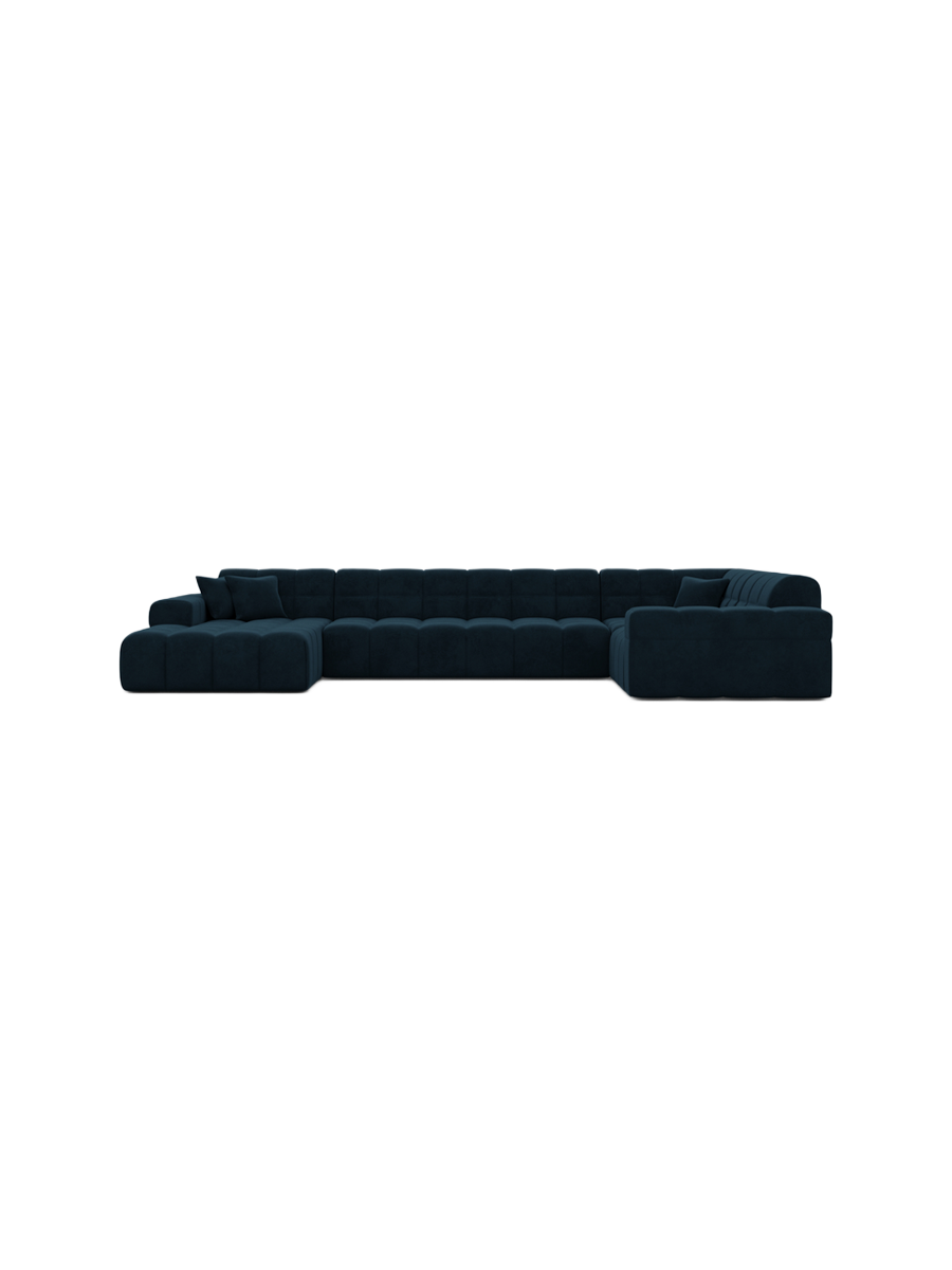 
6-Sitzer Design Panorama-Sofa „Bloom XL“ mit Samtbezug - Samtbezug Königsblau / Lange Seite links