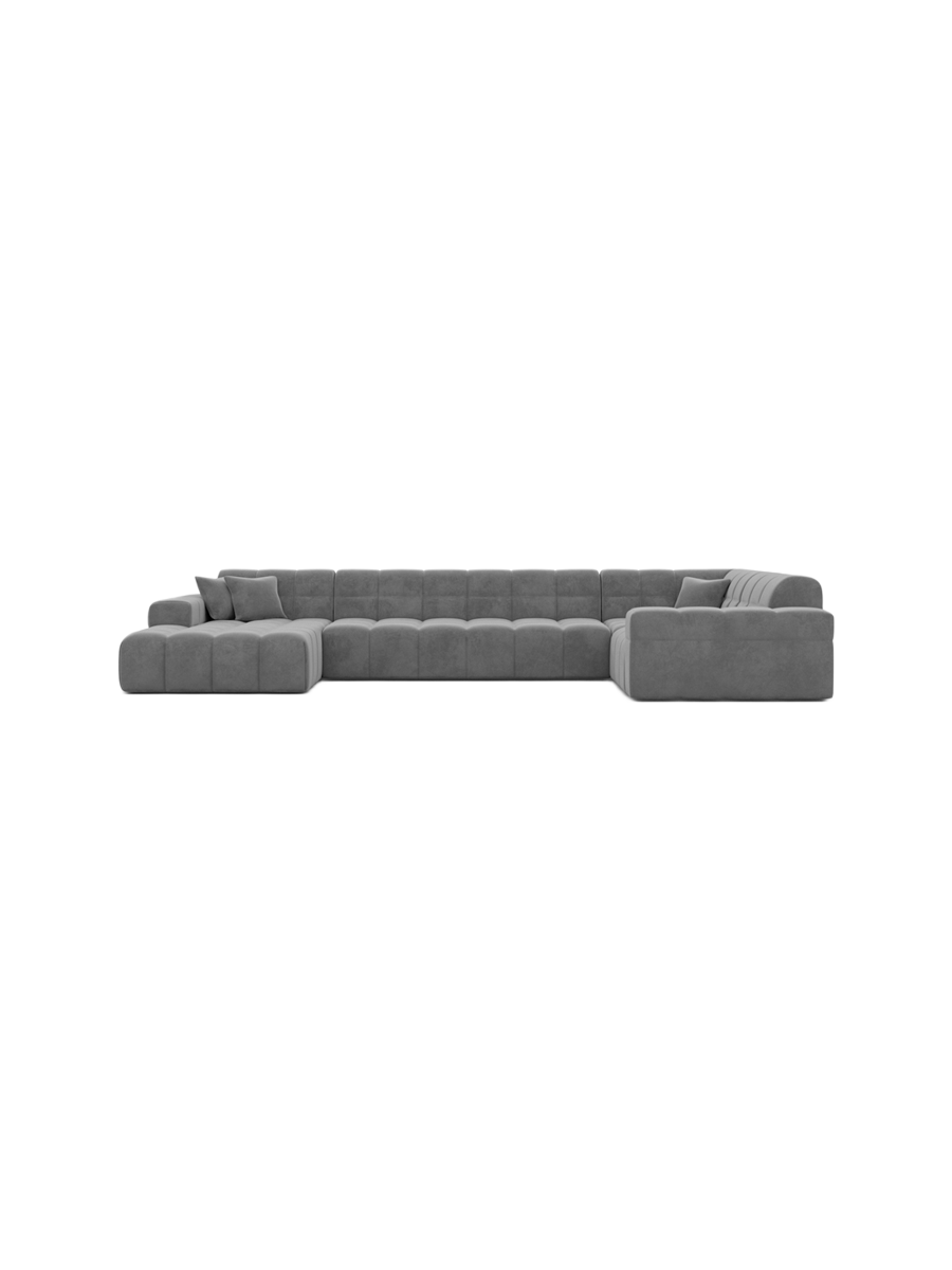 
6-Sitzer Design Panorama-Sofa „Bloom XL“ mit Samtbezug - Samtbezug Königsblau / Lange Seite links