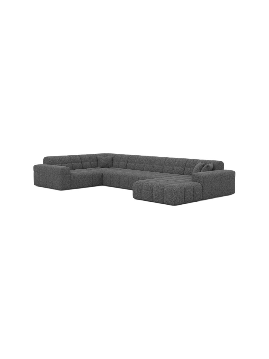 
6-Sitzer Design Panorama-Sofa „Bloom XL“ mit Bouclé-Bezug - Bouclé Graphit / Lange Seite links