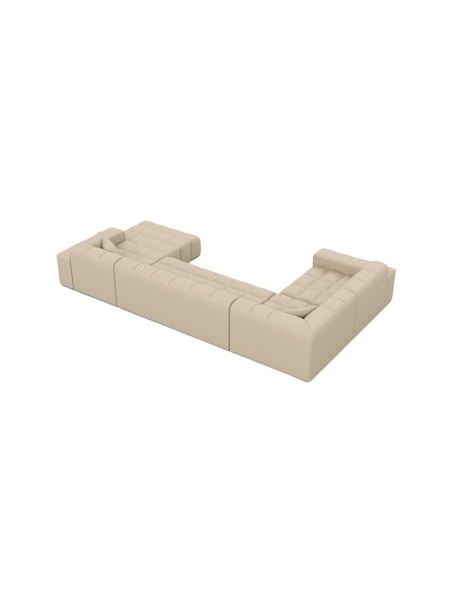 
6-seat designer genuine leather panoramic sofa “Bloom XL” - Genuine leather Beige / Long side left