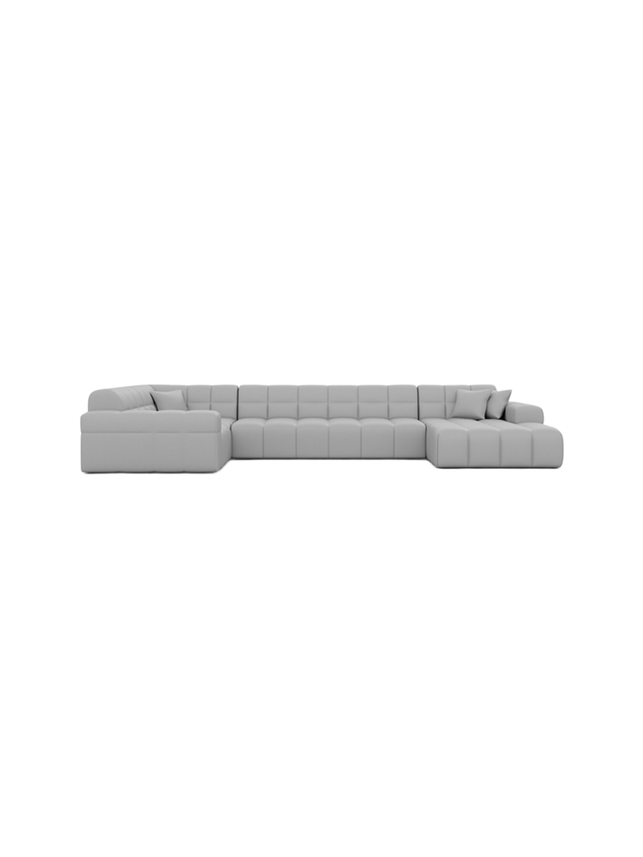 
6-seat designer genuine leather panoramic sofa “Bloom XL” - Genuine leather Beige / Long side left