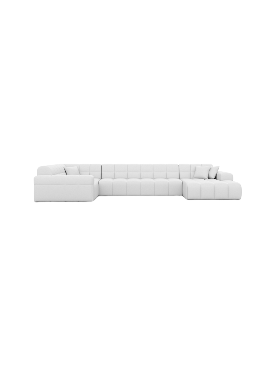 
6-seat designer genuine leather panoramic sofa “Bloom XL” - Genuine leather Beige / Long side left