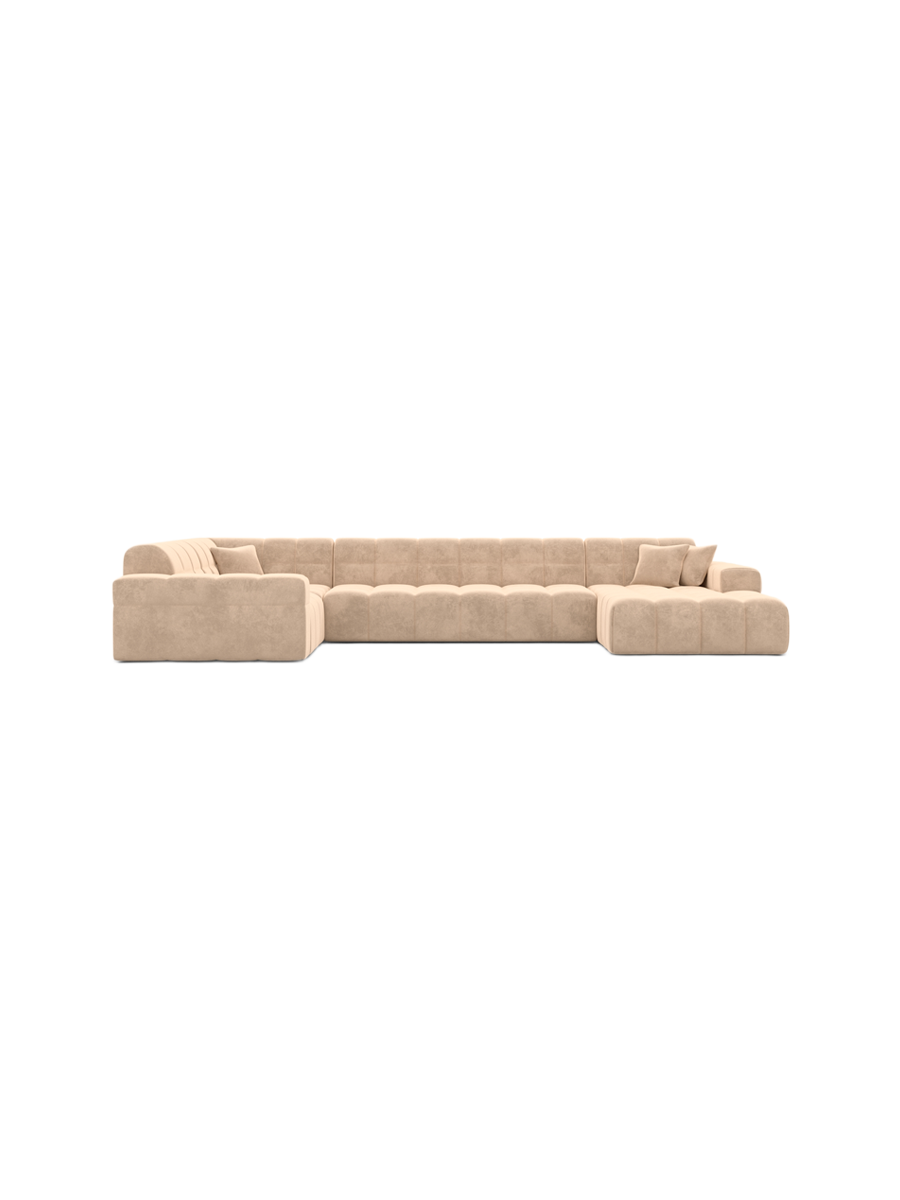 
6-Sitzer Design Panorama-Sofa „Bloom XL“ mit Samtbezug - Samtbezug Königsblau / Lange Seite links