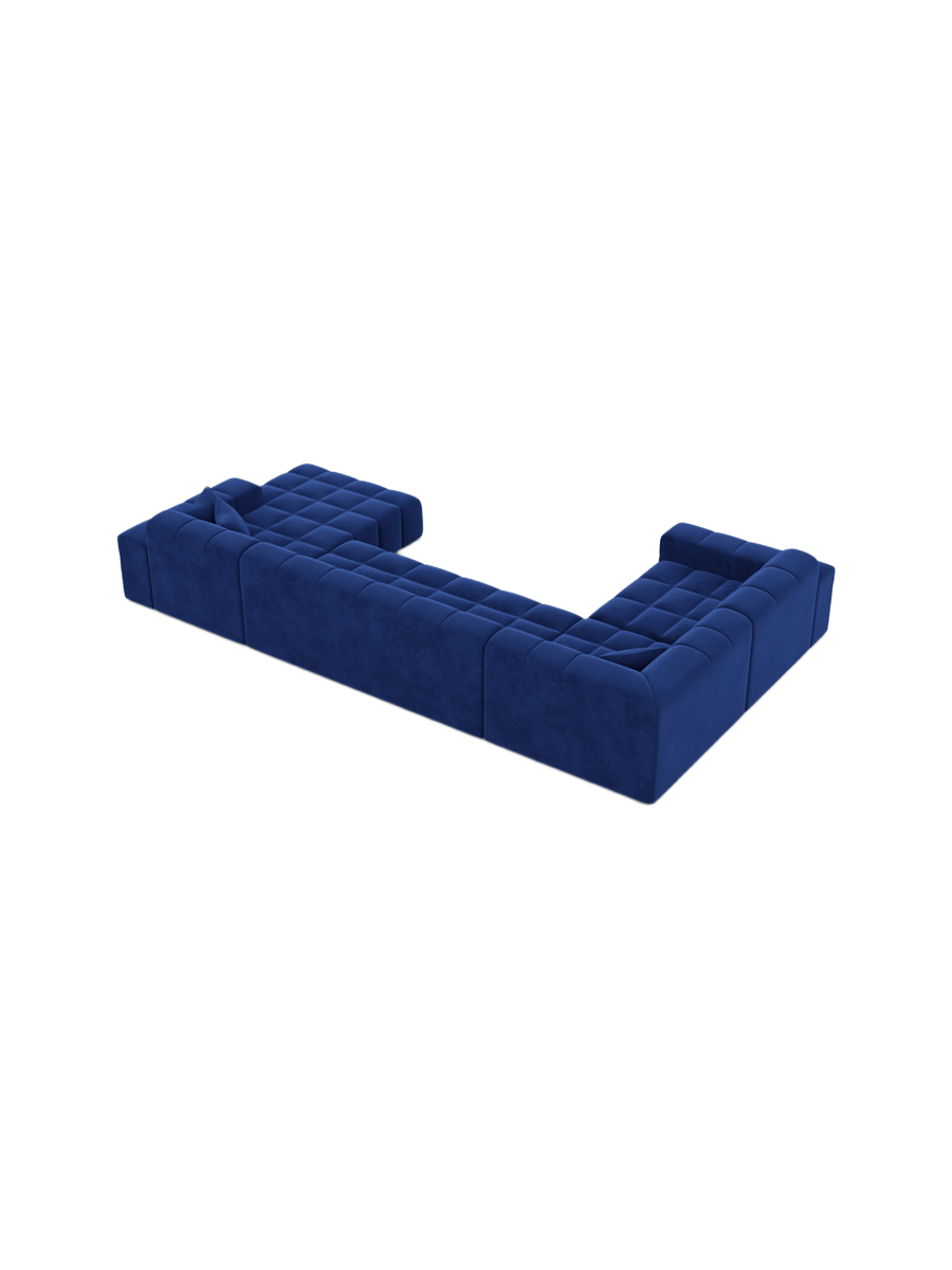 
6-Sitzer Design Panorama-Sofa „Bloom XL“ mit Samtbezug - Samtbezug Königsblau / Lange Seite links