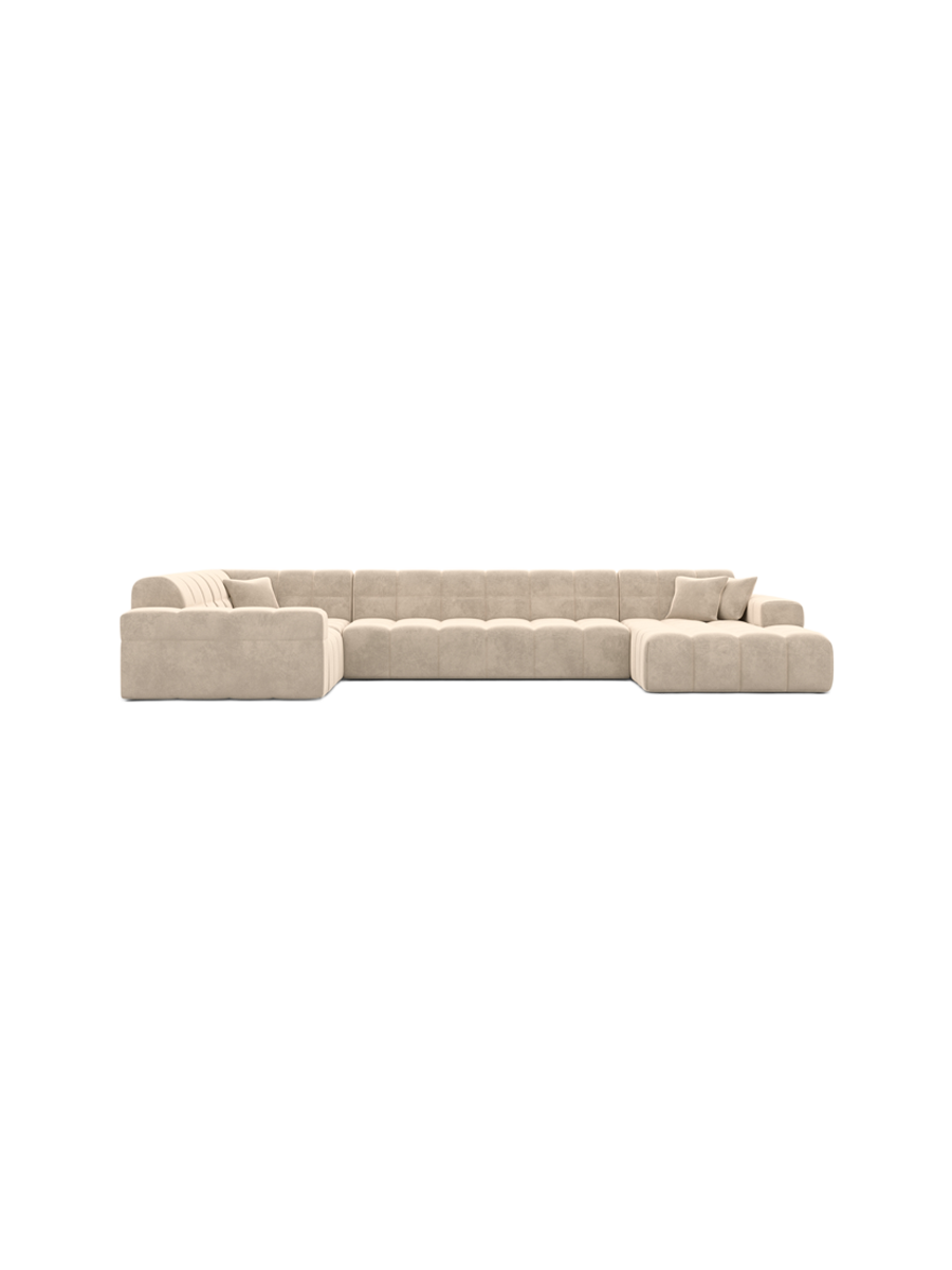 
6-Sitzer Design Panorama-Sofa „Bloom XL“ mit Samtbezug - Samtbezug Königsblau / Lange Seite links