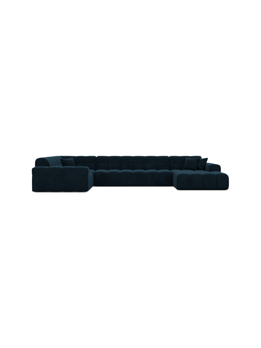 
6-Sitzer Design Panorama-Sofa „Bloom XL“ mit Samtbezug - Samtbezug Königsblau / Lange Seite links
