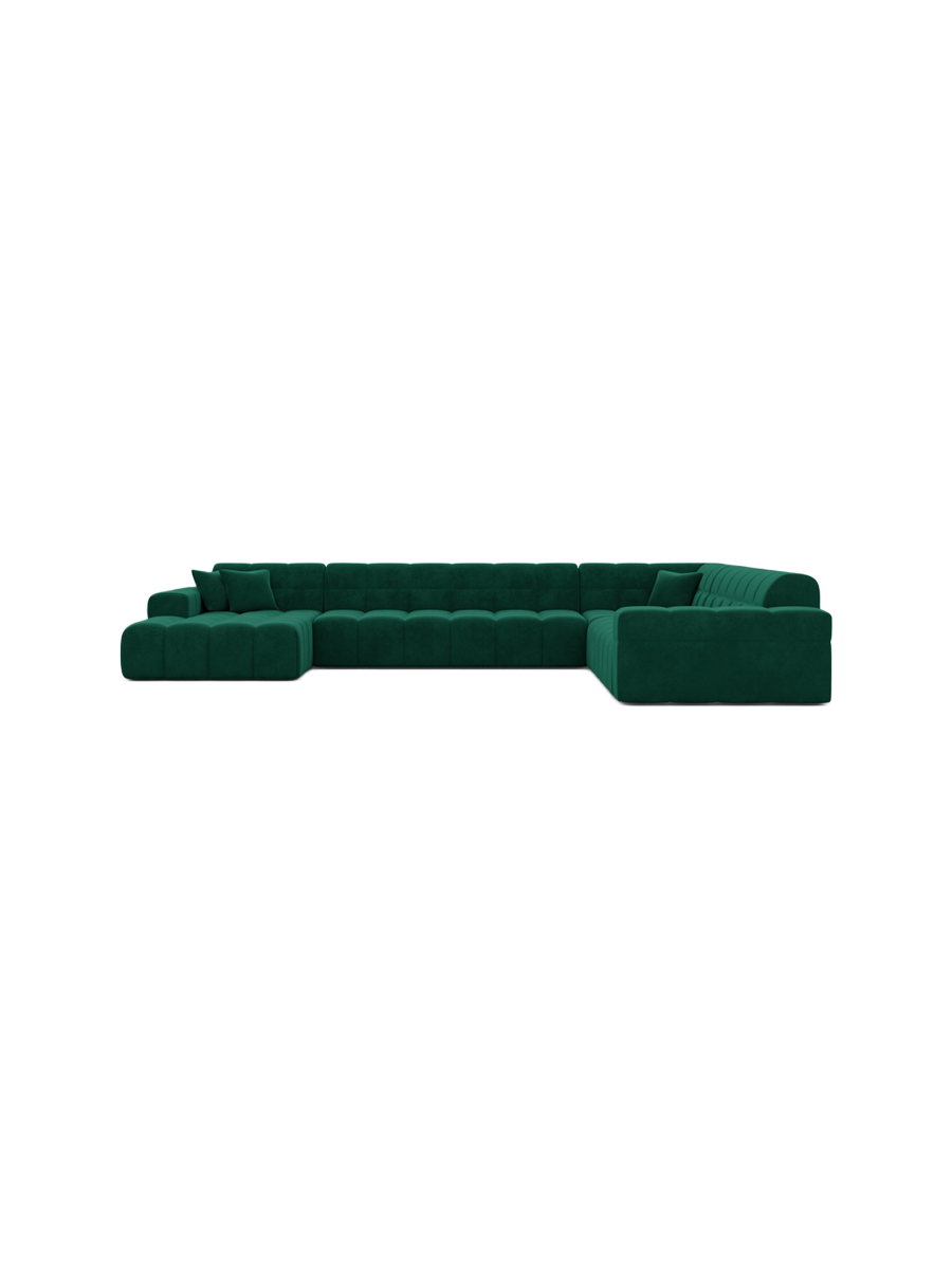 
7-seat designer panoramic sofa “Bloom XXL” with velvet upholstery - Velvet cover Royal Blue / Long side left