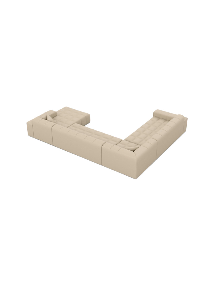 
7-seat designer genuine leather panoramic sofa “Bloom XXL” - Genuine leather Beige / Long side left