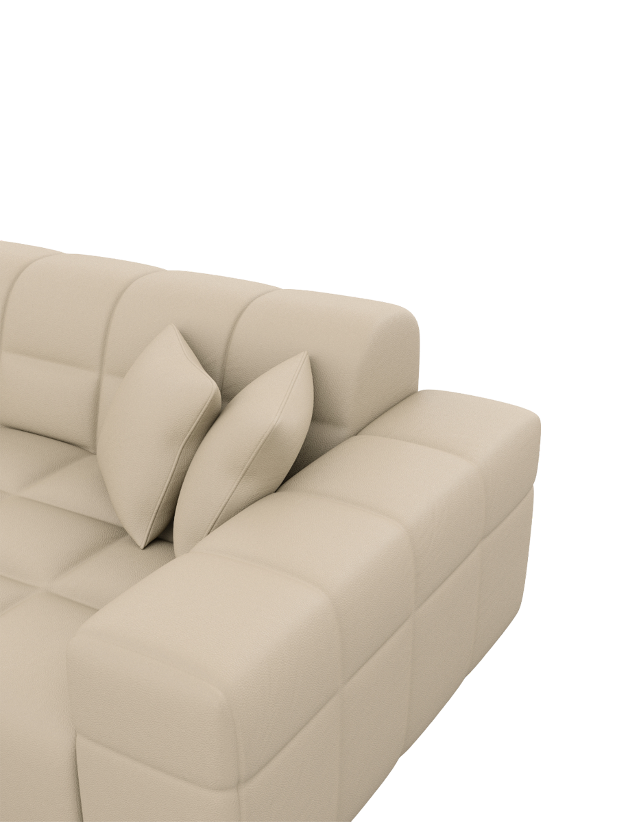 
7-seat designer genuine leather panoramic sofa “Bloom XXL” - Genuine leather Beige / Long side left