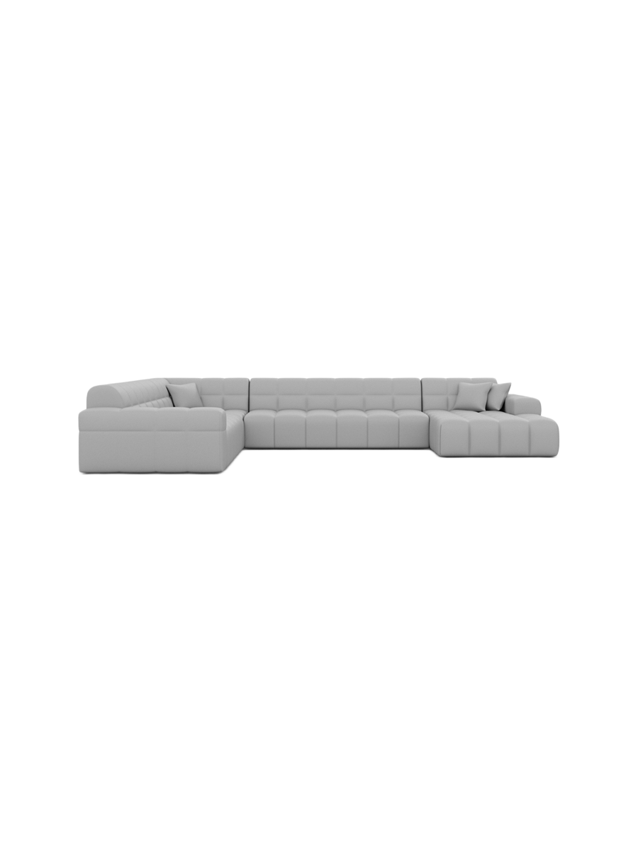 
7-seat designer genuine leather panoramic sofa “Bloom XXL” - Genuine leather Beige / Long side left