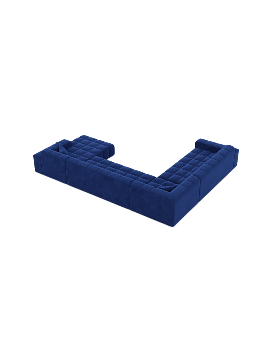 
7-seat designer panoramic sofa “Bloom XXL” with velvet upholstery - Velvet cover Royal Blue / Long side left