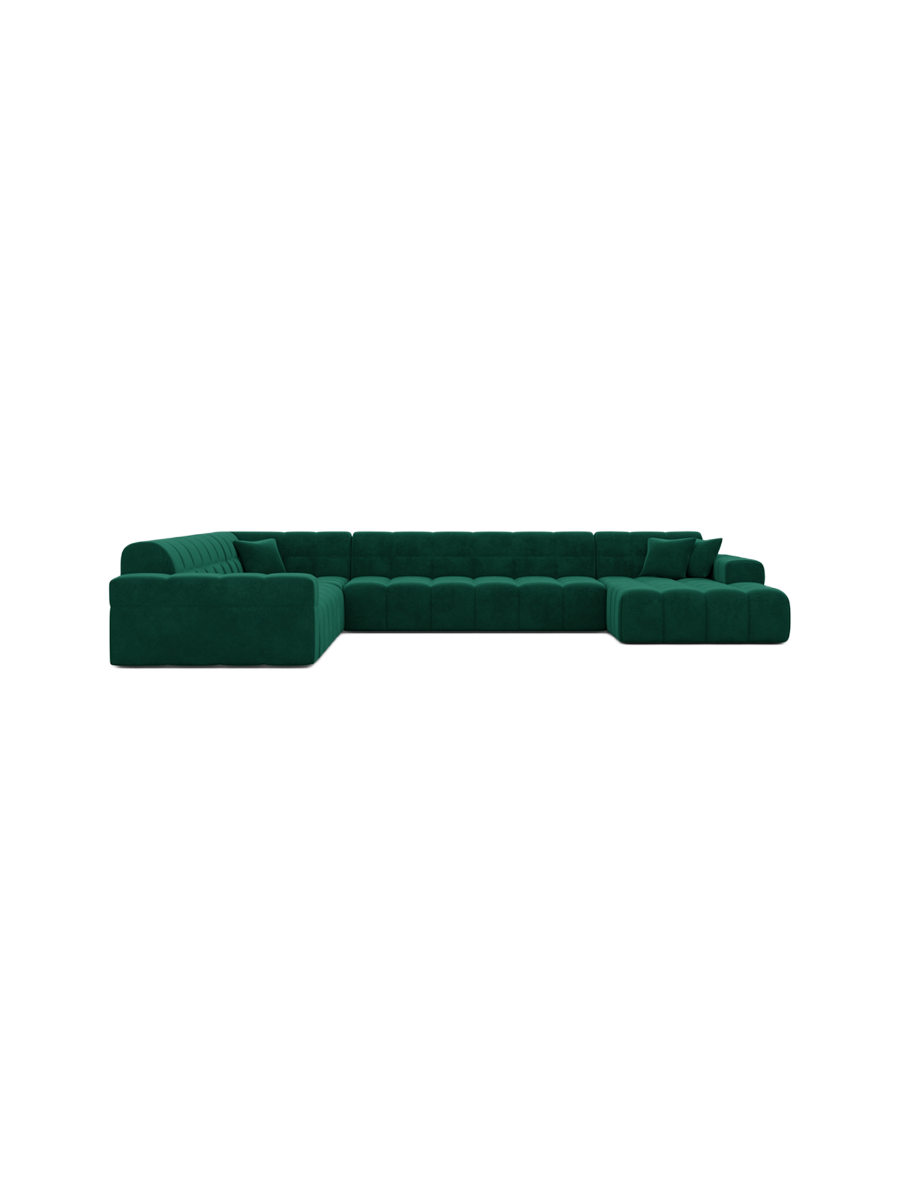 
7-seat designer panoramic sofa “Bloom XXL” with velvet upholstery - Velvet cover Royal Blue / Long side left