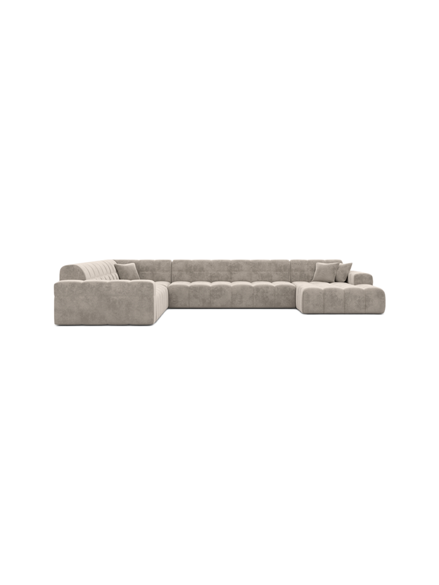 
7-seat designer panoramic sofa “Bloom XXL” with velvet upholstery - Velvet cover Royal Blue / Long side left