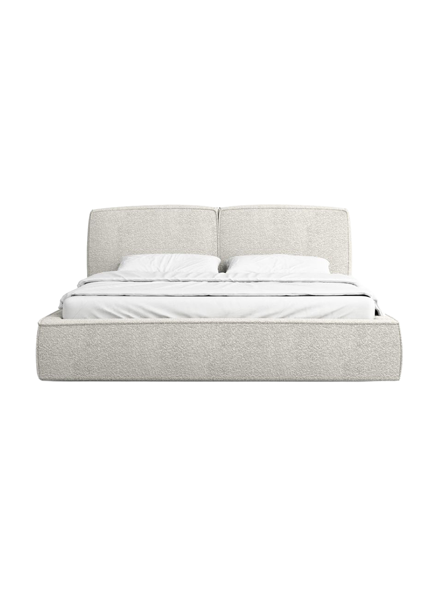
Design Polsterbett „Zayna“ mit Ablagefach, Bouclé Weiss - 140 x 200 cm