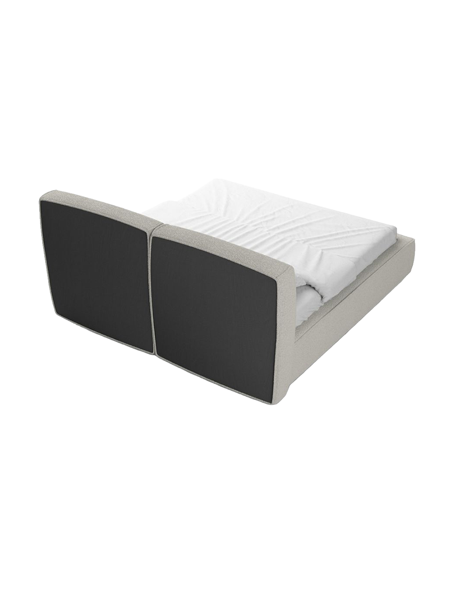 
Design Polsterbett „Zayna“ mit Ablagefach, Bouclé Weiss - 140 x 200 cm