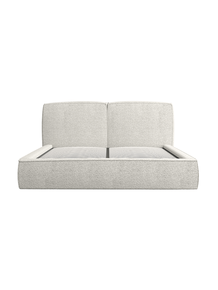 
Design Polsterbett „Zayna“ mit Ablagefach, Bouclé Weiss - 140 x 200 cm