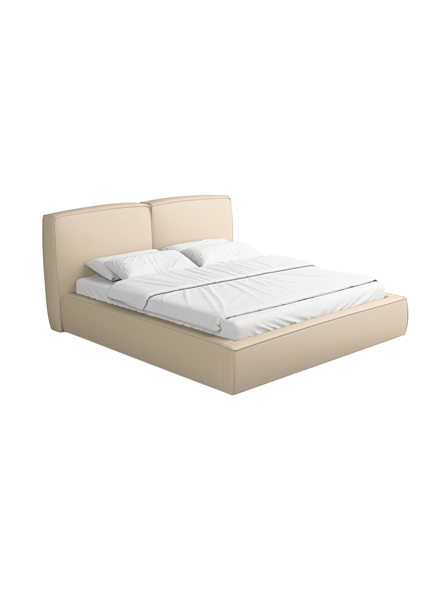 
Design Polsterbett „Zayna“ mit Ablagefach, Kunstleder Beige - 140 x 200 cm