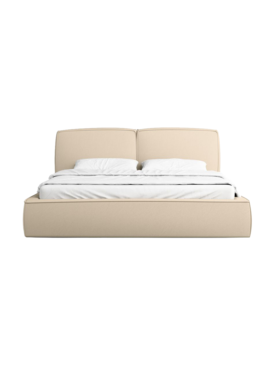 
Design Polsterbett „Zayna“ mit Ablagefach, Kunstleder Beige - 140 x 200 cm