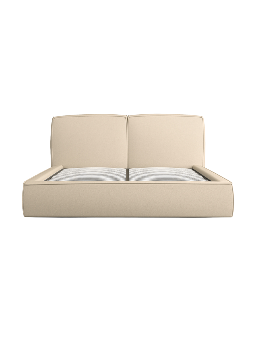 
Design Polsterbett „Zayna“ mit Ablagefach, Kunstleder Beige - 140 x 200 cm