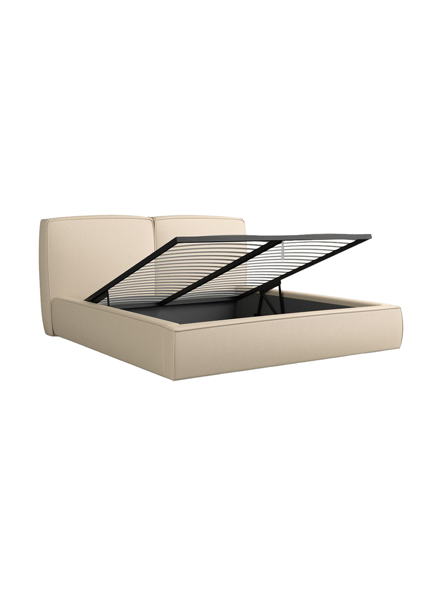 
Design Polsterbett „Zayna“ mit Ablagefach, Kunstleder Beige - 140 x 200 cm
