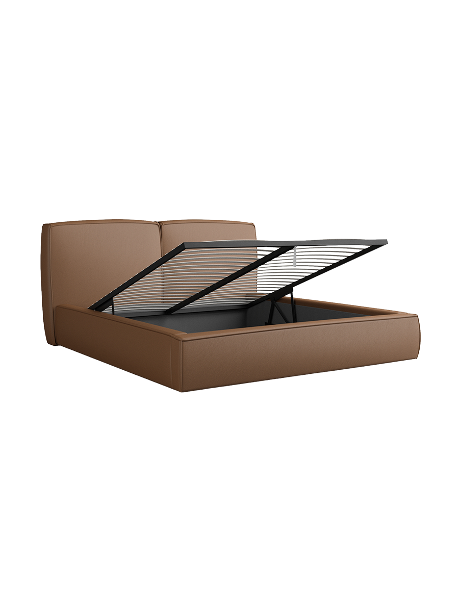 
Design Polsterbett „Zayna“ mit Ablagefach, Kunstleder Choco Brown - 140 x 200 cm