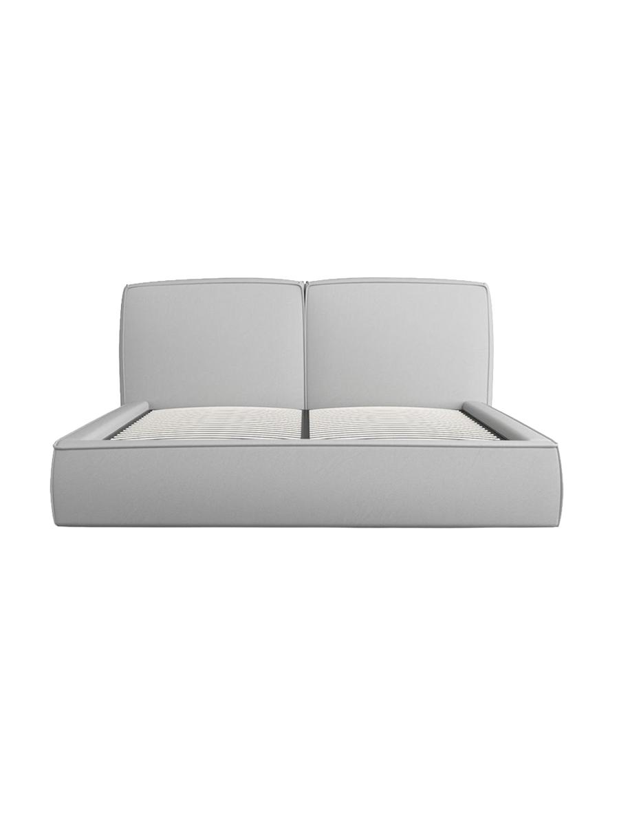 
Design Polsterbett „Zayna“ mit Ablagefach, Kunstleder Hellgrau - 140 x 200 cm
