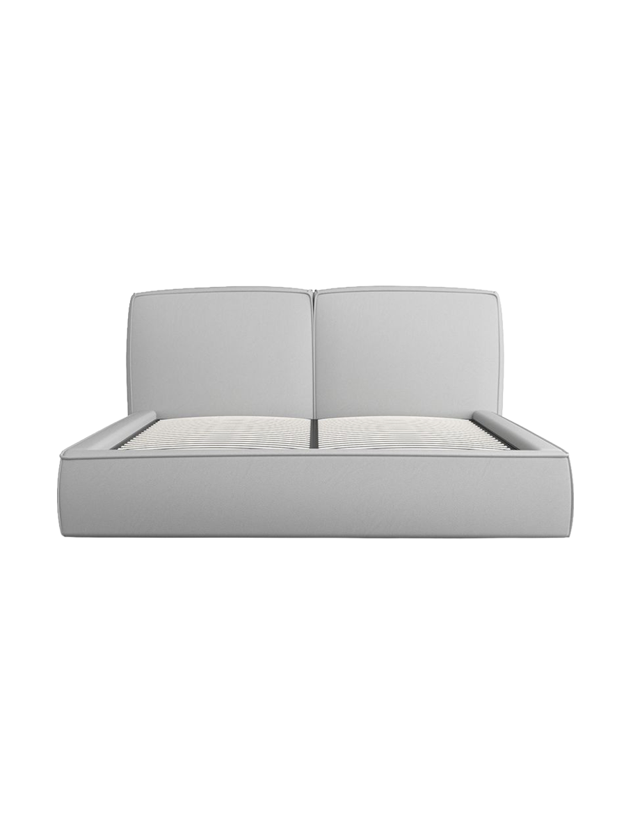 
Design Polsterbett „Zayna“ mit Ablagefach, Kunstleder Hellgrau - 140 x 200 cm
