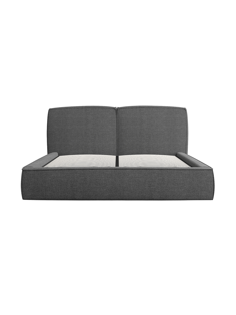 
Design Polsterbett „Zayna“ mit Ablagefach, Webstoff Anthrazit - 140 x 200 cm