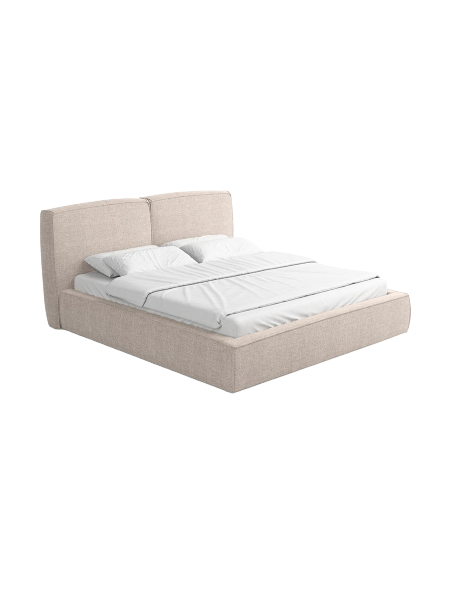 
Design Polsterbett „Zayna“ mit Ablagefach, Webstoff Beige - 140 x 200 cm