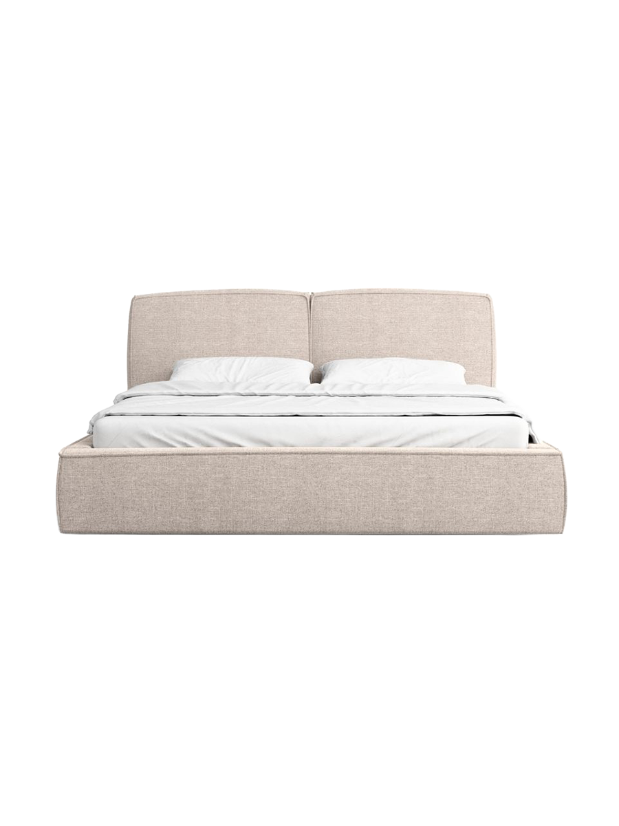 
Design Polsterbett „Zayna“ mit Ablagefach, Webstoff Beige - 140 x 200 cm