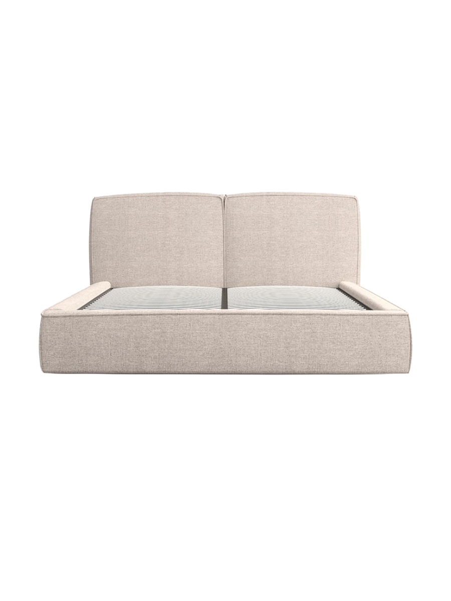 
Design Polsterbett „Zayna“ mit Ablagefach, Webstoff Beige - 140 x 200 cm