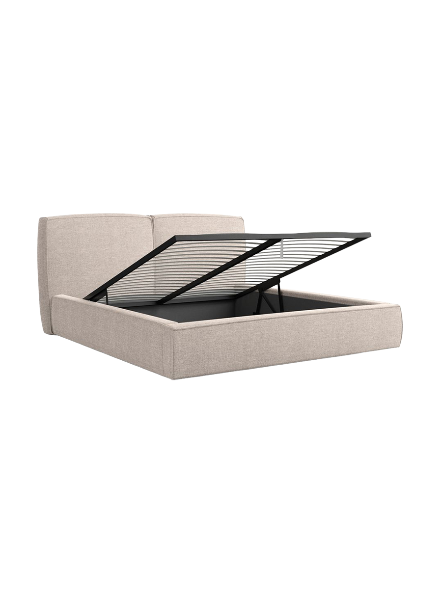
Design Polsterbett „Zayna“ mit Ablagefach, Webstoff Beige - 140 x 200 cm