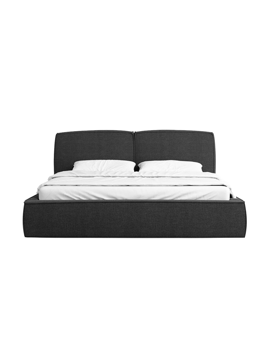 
Design Polsterbett „Zayna“ mit Ablagefach, Webstoff Schwarz - 140 x 200 cm
