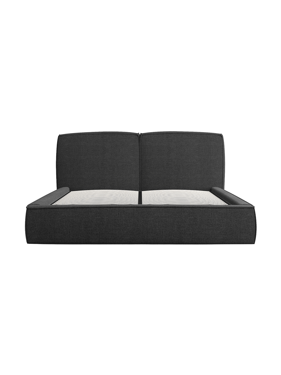 
Design Polsterbett „Zayna“ mit Ablagefach, Webstoff Schwarz - 140 x 200 cm