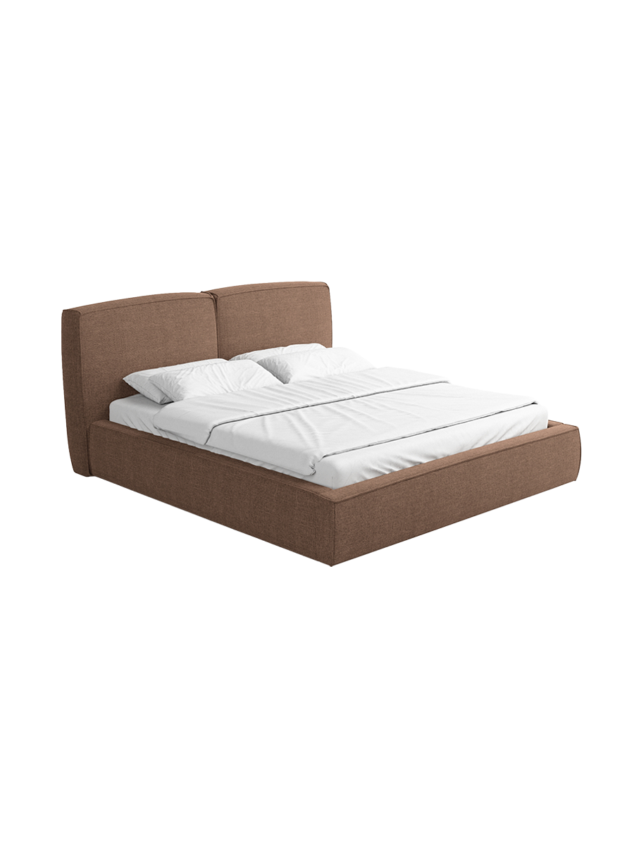 
Design Polsterbett „Zayna“ mit Ablagefach, Webstoff Braun - 140 x 200 cm
