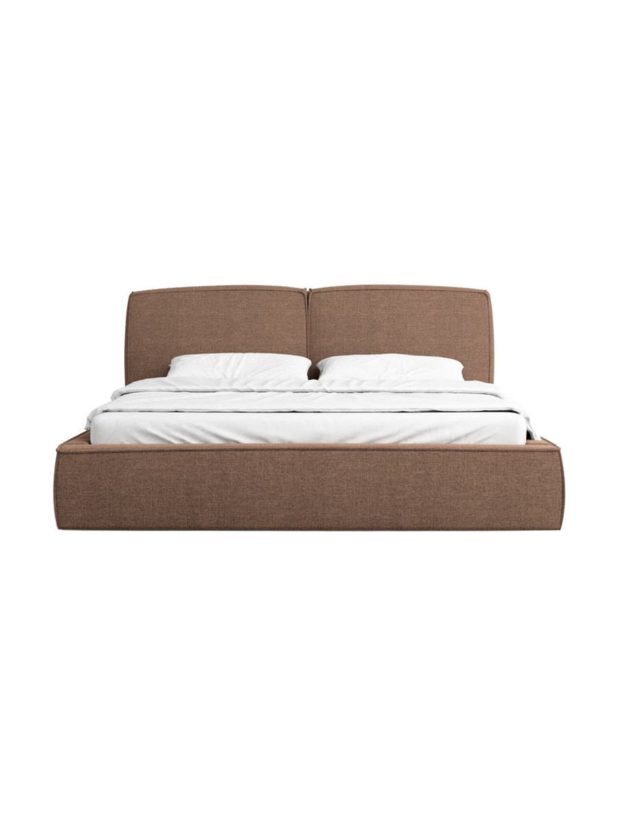 
Design Polsterbett „Zayna“ mit Ablagefach, Webstoff Braun - 140 x 200 cm