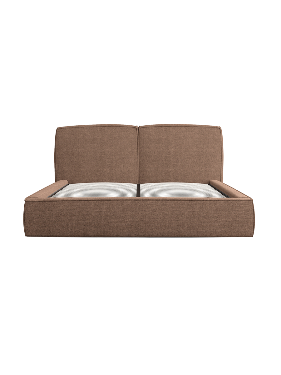 
Design Polsterbett „Zayna“ mit Ablagefach, Webstoff Braun - 140 x 200 cm