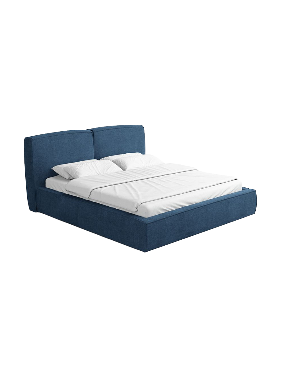 
Design Polsterbett „Zayna“ mit Ablagefach, Webstoff Dunkelblau - 140 x 200 cm