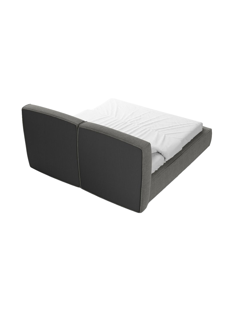 
Design Polsterbett „Zayna“ mit Ablagefach, Webstoff Grau - 140 x 200 cm