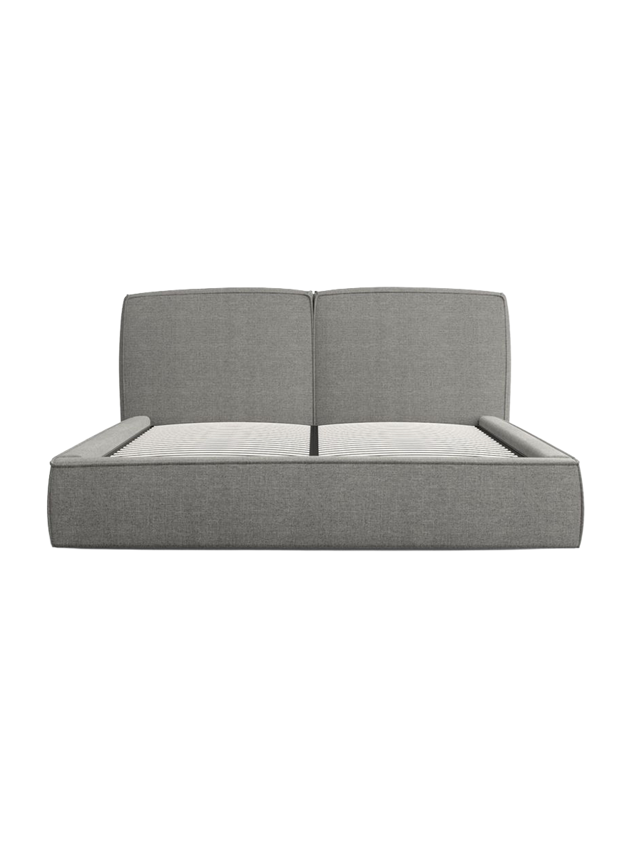 
Design Polsterbett „Zayna“ mit Ablagefach, Webstoff Grau - 140 x 200 cm