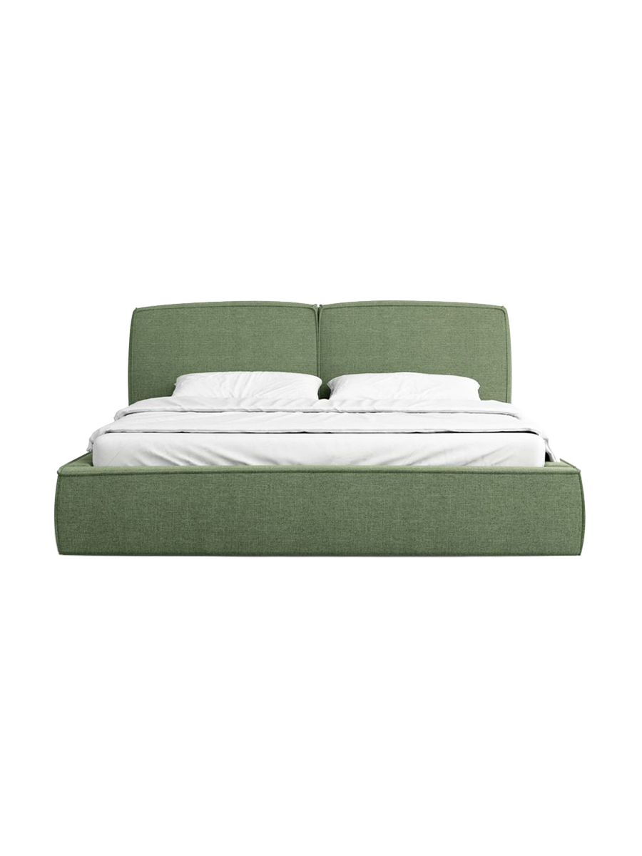 
Design Polsterbett „Zayna“ mit Ablagefach, Webstoff Grün - 140 x 200 cm