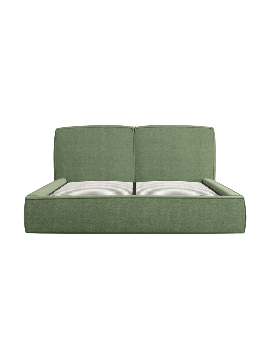 
Design Polsterbett „Zayna“ mit Ablagefach, Webstoff Grün - 140 x 200 cm