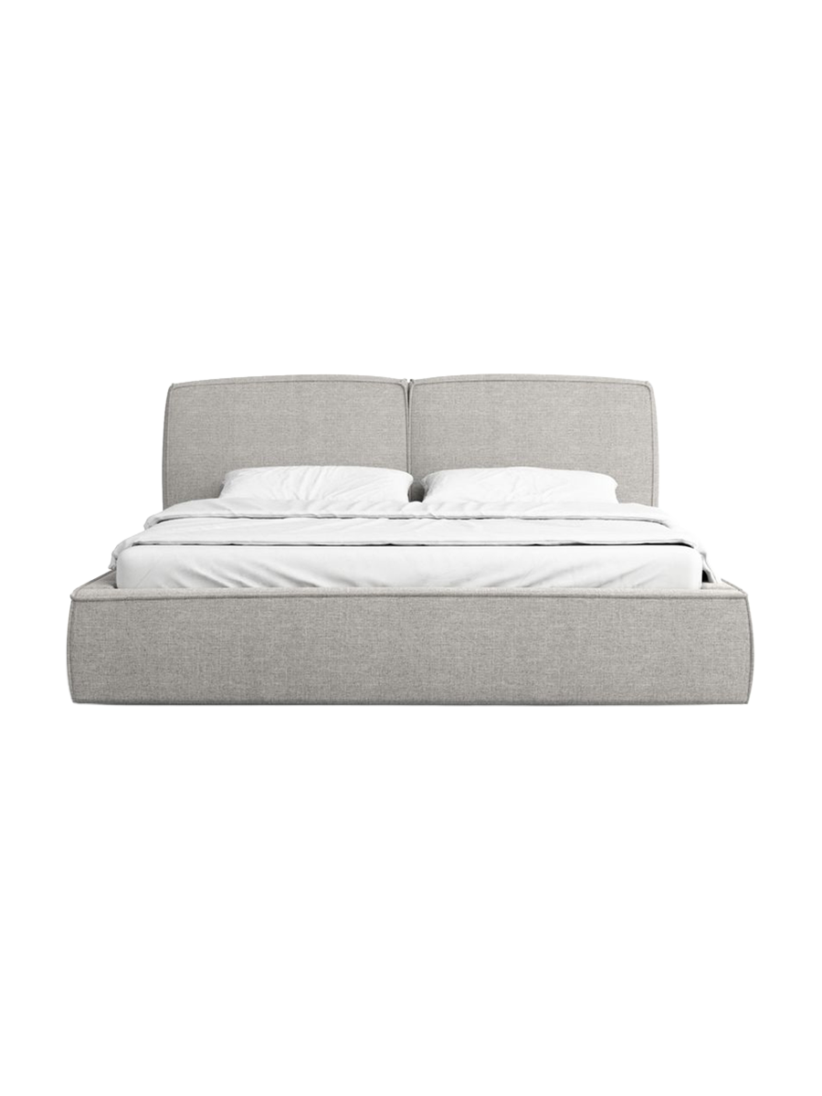 
Design Polsterbett „Zayna“ mit Ablagefach, Webstoff Hellgrau - 140 x 200 cm