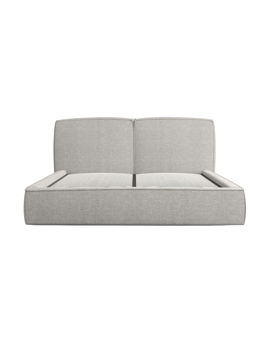 
Design Polsterbett „Zayna“ mit Ablagefach, Webstoff Hellgrau - 140 x 200 cm