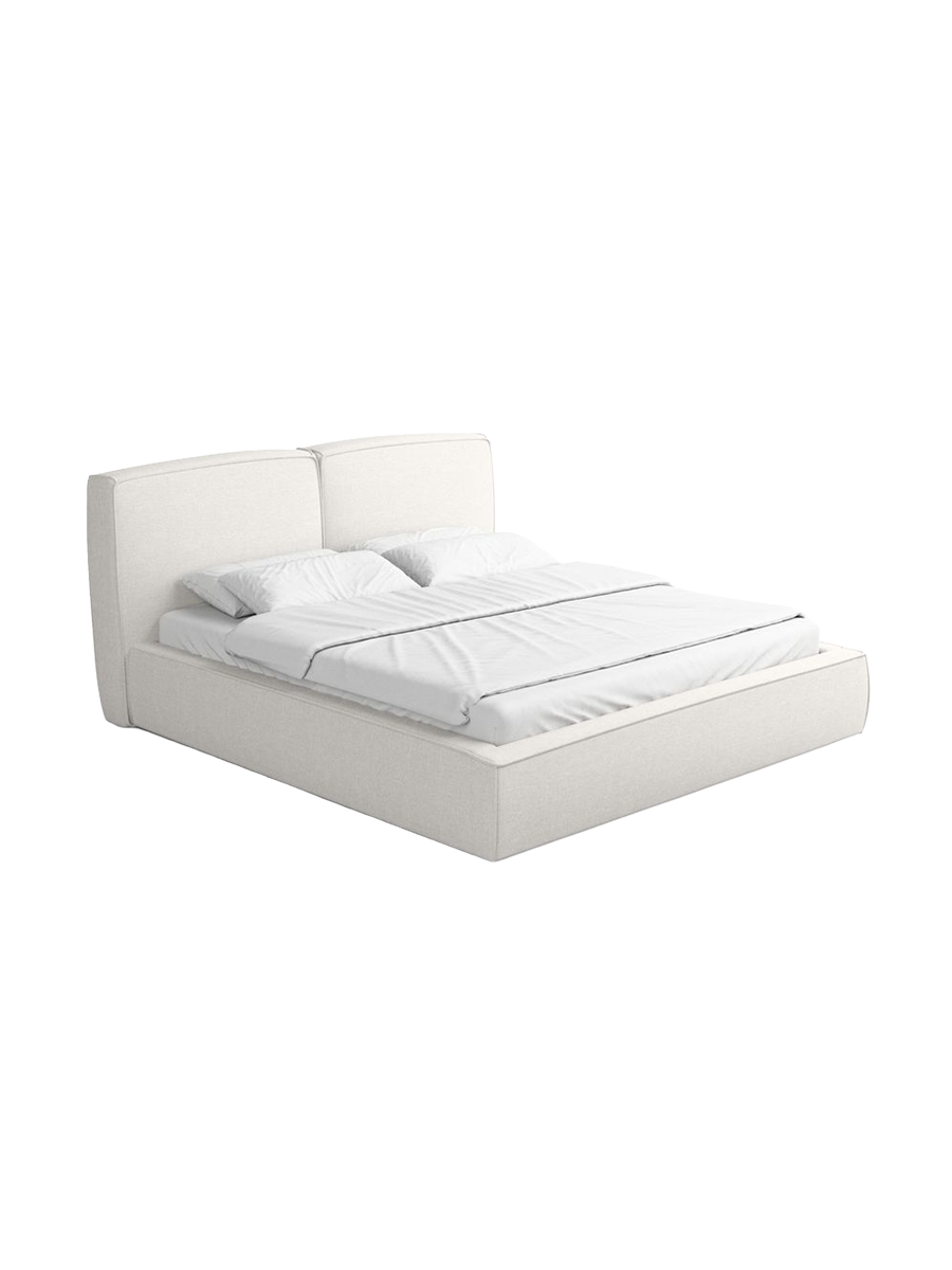 
Design Polsterbett „Zayna“ mit Ablagefach, Webstoff Weiss - 140 x 200 cm