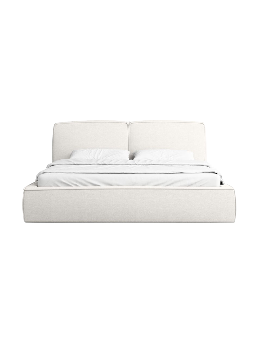
Design Polsterbett „Zayna“ mit Ablagefach, Webstoff Weiss - 140 x 200 cm