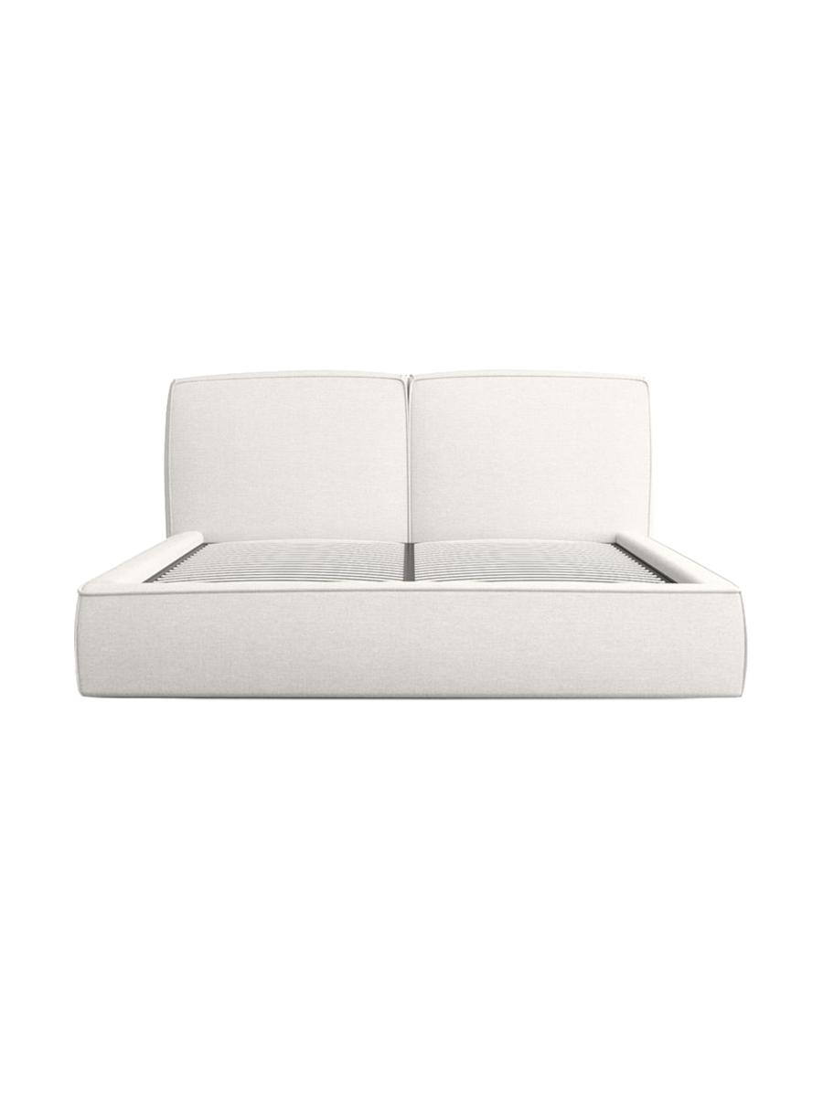 
Design Polsterbett „Zayna“ mit Ablagefach, Webstoff Weiss - 140 x 200 cm